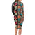 Hawaiian Hibiscus and Tropical Leaves Long Sleeve Bodycon Dress Patchwork Grunge Abstract Vintage Style