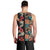 Hawaiian Hibiscus and Tropical Leaves Men Tank Top Patchwork Grunge Abstract Vintage Style