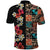 Hawaiian Hibiscus and Tropical Leaves Polo Shirt Patchwork Grunge Abstract Vintage Style