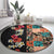 Hawaiian Hibiscus and Tropical Leaves Round Carpet Patchwork Grunge Abstract Vintage Style