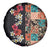 Hawaiian Hibiscus and Tropical Leaves Spare Tire Cover Patchwork Grunge Abstract Vintage Style