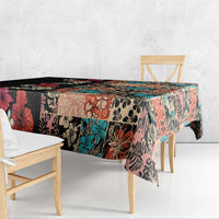 Hawaiian Hibiscus and Tropical Leaves Tablecloth Patchwork Grunge Abstract Vintage Style LT03 - Polynesian Pride
