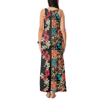 Hawaiian Hibiscus and Tropical Leaves Tank Maxi Dress Patchwork Grunge Abstract Vintage Style LT03 - Polynesian Pride