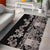 Hawaiian Hibiscus and Tropical Leaves Area Rug Patchwork Grunge Abstract Vintage Style Grayscale Color