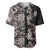 Hawaiian Hibiscus and Tropical Leaves Baseball Jersey Patchwork Grunge Abstract Vintage Style Grayscale Color