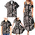 Hawaiian Hibiscus and Tropical Leaves Family Matching Summer Maxi Dress and Hawaiian Shirt Patchwork Grunge Abstract Vintage Style Grayscale Color