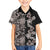 Hawaiian Hibiscus and Tropical Leaves Kid Hawaiian Shirt Patchwork Grunge Abstract Vintage Style Grayscale Color