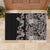 Hawaiian Hibiscus and Tropical Leaves Rubber Doormat Patchwork Grunge Abstract Vintage Style Grayscale Color