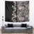 Hawaiian Hibiscus and Tropical Leaves Tapestry Patchwork Grunge Abstract Vintage Style Grayscale Color