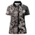 Hawaiian Hibiscus and Tropical Leaves Women Polo Shirt Patchwork Grunge Abstract Vintage Style Grayscale Color