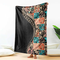 Hawaiian Hibiscus and Tropical Leaves Blanket Patchwork Grunge Abstract and Tapa Tribal Pattern Half Style LT03 - Polynesian Pride