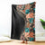 Hawaiian Hibiscus and Tropical Leaves Blanket Patchwork Grunge Abstract and Tapa Tribal Pattern Half Style