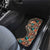 Hawaiian Hibiscus and Tropical Leaves Car Mats Patchwork Grunge Abstract and Tapa Tribal Pattern Half Style