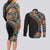 Hawaiian Hibiscus and Tropical Leaves Couples Matching Long Sleeve Bodycon Dress and Long Sleeve Button Shirt Patchwork Grunge Abstract and Tapa Tribal Pattern Half Style