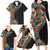 Hawaiian Hibiscus and Tropical Leaves Family Matching Long Sleeve Bodycon Dress and Hawaiian Shirt Patchwork Grunge Abstract and Tapa Tribal Pattern Half Style