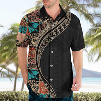 Hawaiian Hibiscus and Tropical Leaves Hawaiian Shirt Patchwork Grunge Abstract and Tapa Tribal Pattern Half Style LT03 - Polynesian Pride