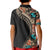 Hawaiian Hibiscus and Tropical Leaves Kid Polo Shirt Patchwork Grunge Abstract and Tapa Tribal Pattern Half Style