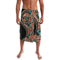 Hawaiian Hibiscus and Tropical Leaves Lavalava Patchwork Grunge Abstract and Tapa Tribal Pattern Half Style LT03 Black - Polynesian Pride