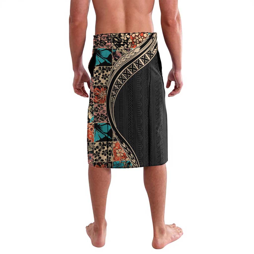Hawaiian Hibiscus and Tropical Leaves Lavalava Patchwork Grunge Abstract and Tapa Tribal Pattern Half Style LT03 - Polynesian Pride