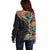 Hawaiian Hibiscus and Tropical Leaves Off Shoulder Sweater Patchwork Grunge Abstract and Tapa Tribal Pattern Half Style