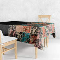 Hawaiian Hibiscus and Tropical Leaves Tablecloth Patchwork Grunge Abstract and Tapa Tribal Pattern Half Style LT03 - Polynesian Pride