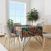 Hawaiian Hibiscus and Tropical Leaves Tablecloth Patchwork Grunge Abstract and Tapa Tribal Pattern Half Style LT03 - Polynesian Pride