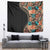 Hawaiian Hibiscus and Tropical Leaves Tapestry Patchwork Grunge Abstract and Tapa Tribal Pattern Half Style