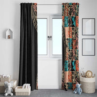 Hawaiian Hibiscus and Tropical Leaves Window Curtain Patchwork Grunge Abstract and Tapa Tribal Pattern Half Style LT03 - Polynesian Pride