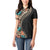 Hawaiian Hibiscus and Tropical Leaves Women Polo Shirt Patchwork Grunge Abstract and Tapa Tribal Pattern Half Style