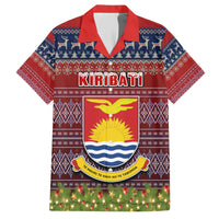kiribati-christmas-family-matching-short-sleeve-bodycon-dress-and-hawaiian-shirt-coat-of-arms-and-map-beautiful-merry-xmas-snowflake