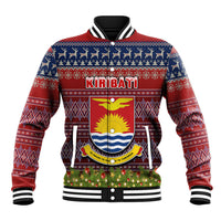 Personalised Kiribati Christmas Baseball Jacket Coat of Arms and Map Beautiful Merry Xmas Snowflake LT03 Unisex Red - Polynesian Pride