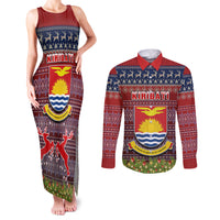 personalised-kiribati-christmas-couples-matching-tank-maxi-dress-and-long-sleeve-button-shirts-coat-of-arms-and-map-beautiful-merry-xmas-snowflake