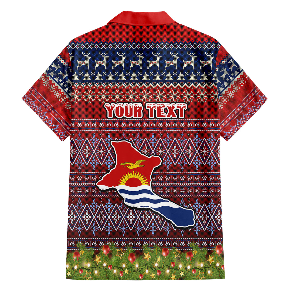 personalised-kiribati-christmas-family-matching-short-sleeve-bodycon-dress-and-hawaiian-shirt-coat-of-arms-and-map-beautiful-merry-xmas-snowflake