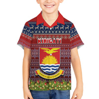 Personalised Kiribati Christmas Kid Hawaiian Shirt Coat of Arms and Map Beautiful Merry Xmas Snowflake LT03 - Polynesian Pride