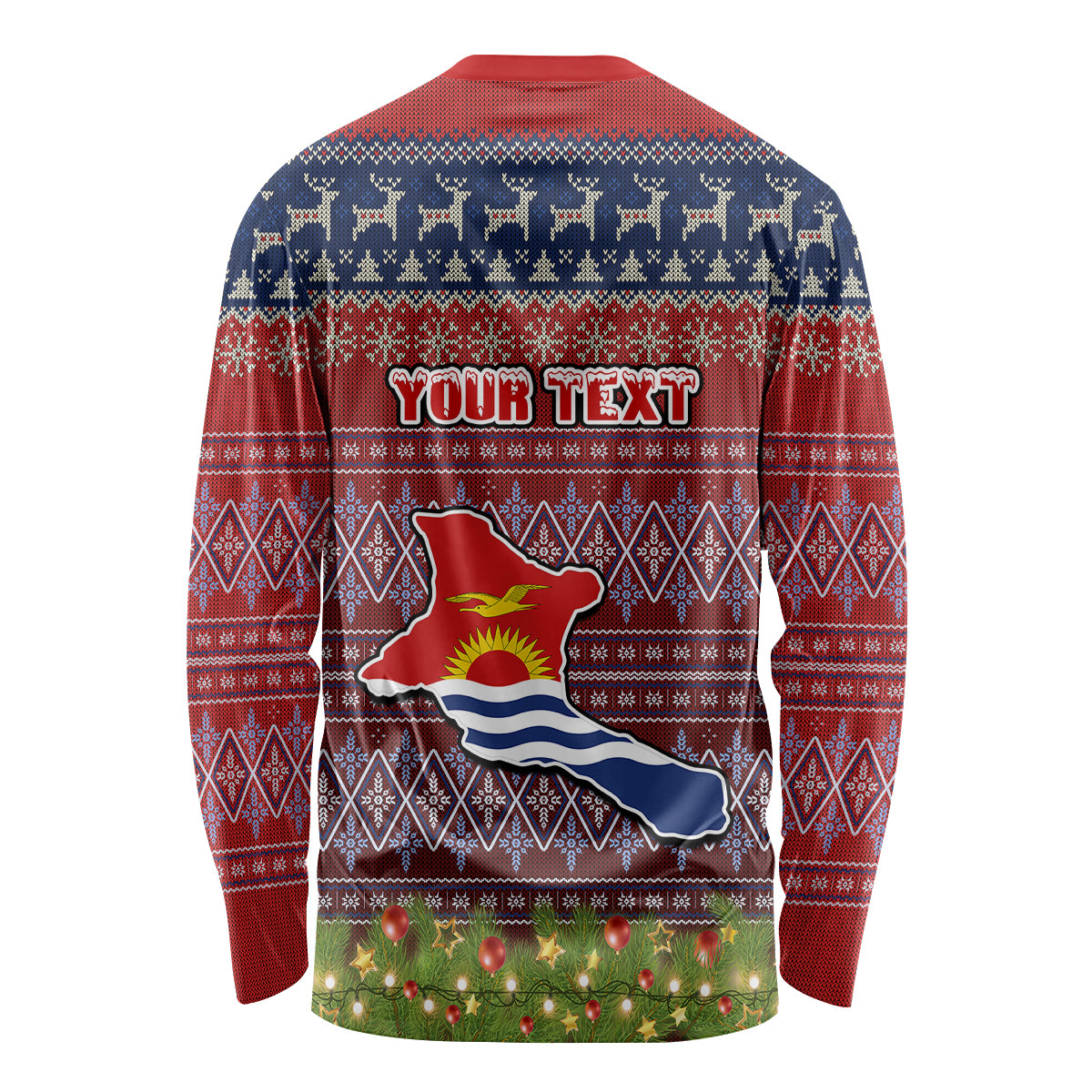 Personalised Kiribati Christmas Long Sleeve Shirt Coat of Arms and Map Beautiful Merry Xmas Snowflake LT03 - Polynesian Pride