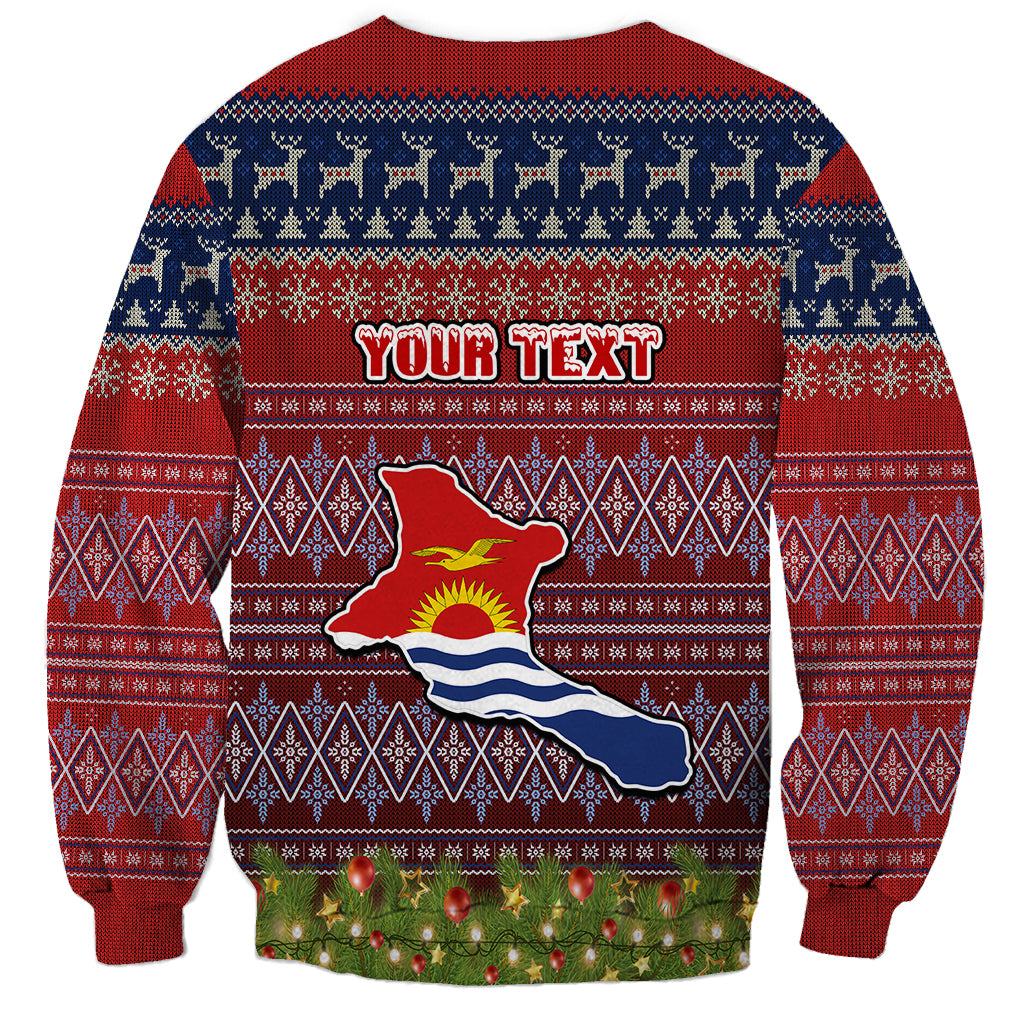 Personalised Kiribati Christmas Sweatshirt Coat of Arms and Map Beautiful Merry Xmas Snowflake LT03 - Polynesian Pride