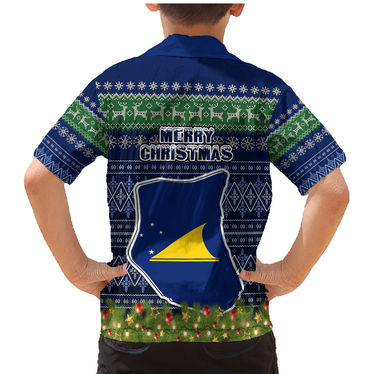 tokelau-christmas-family-matching-mermaid-dress-and-hawaiian-shirt-coat-of-arms-and-map-beautiful-merry-xmas-snowflake