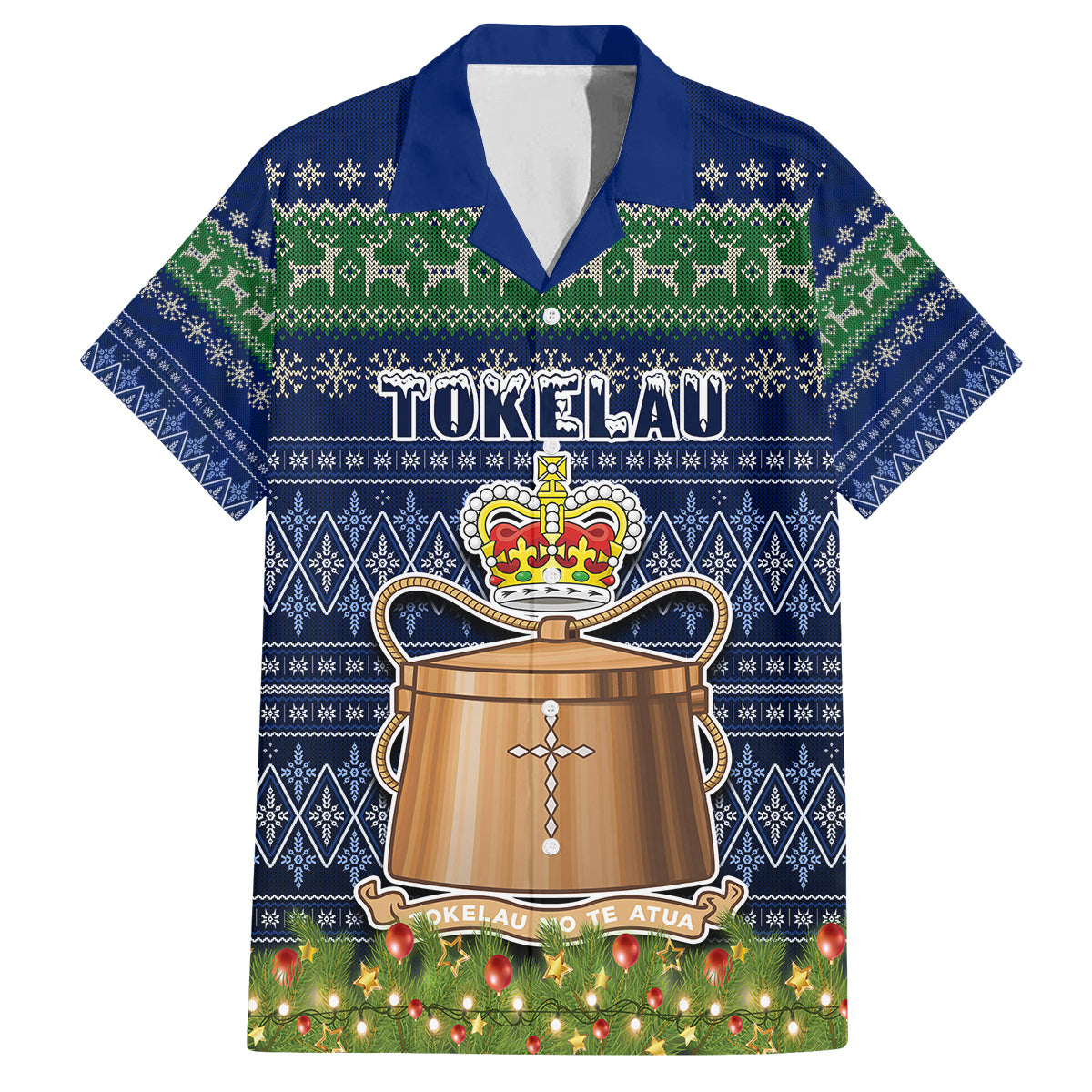 tokelau-christmas-family-matching-tank-maxi-dress-and-hawaiian-shirt-coat-of-arms-and-map-beautiful-merry-xmas-snowflake