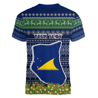 personalised-tokelau-christmas-women-v-neck-t-shirt-coat-of-arms-and-map-beautiful-merry-xmas-snowflake