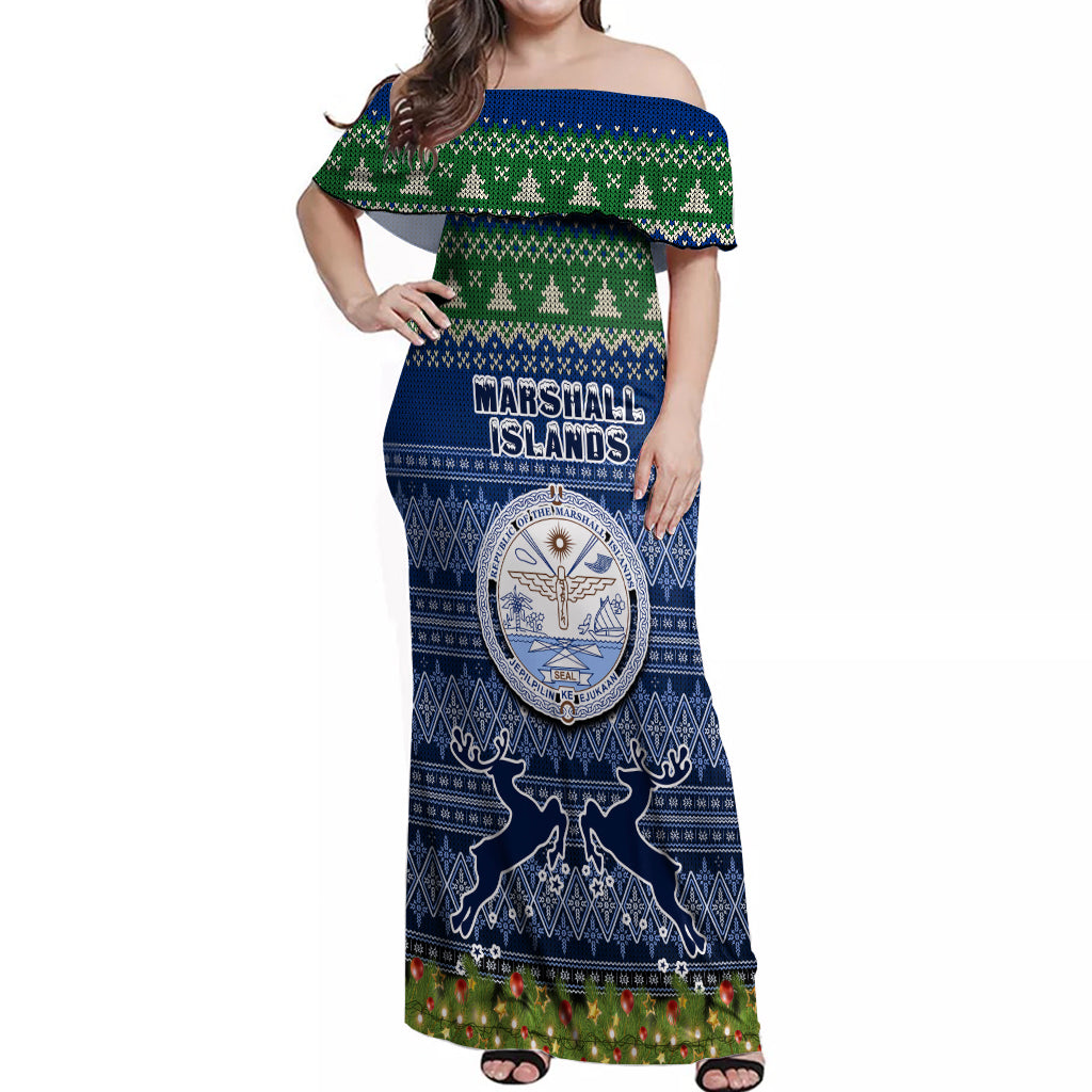 marshall-islands-christmas-off-shoulder-maxi-dress-coat-of-arms-and-map-beautiful-merry-xmas-snowflake