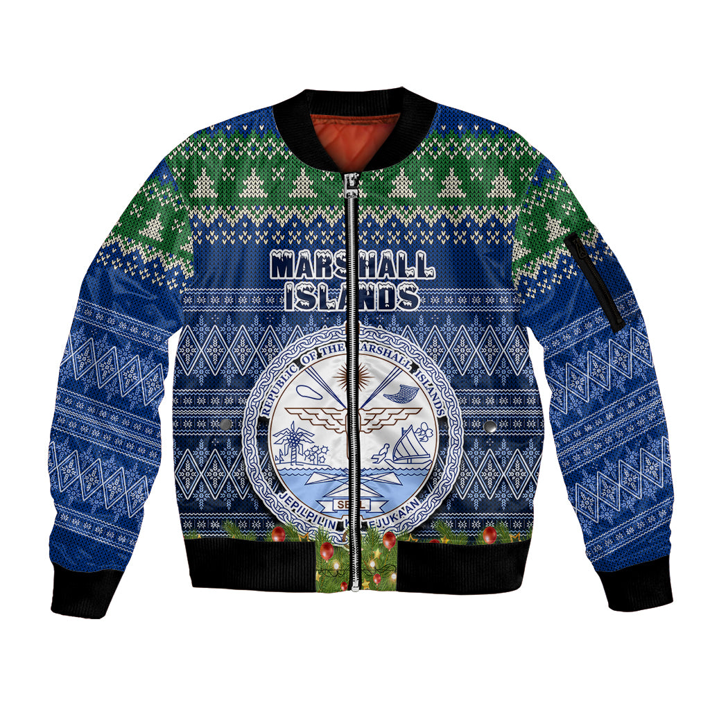 marshall-islands-christmas-sleeve-zip-bomber-jacket-coat-of-arms-and-map-beautiful-merry-xmas-snowflake