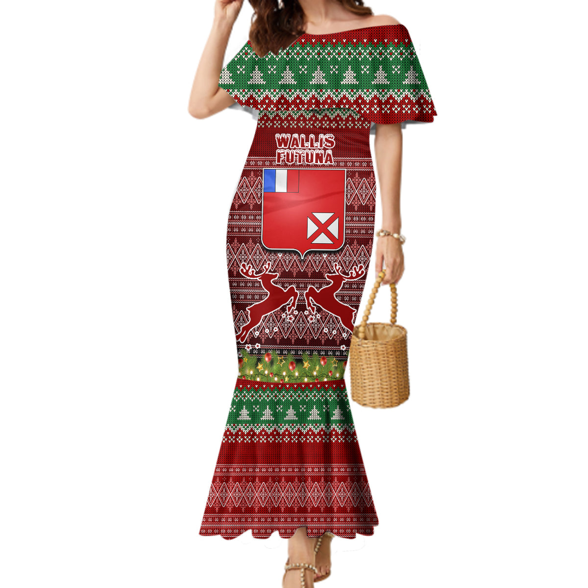 wallis-and-futuna-christmas-mermaid-dress-coat-of-arms-and-map-beautiful-merry-xmas-snowflake