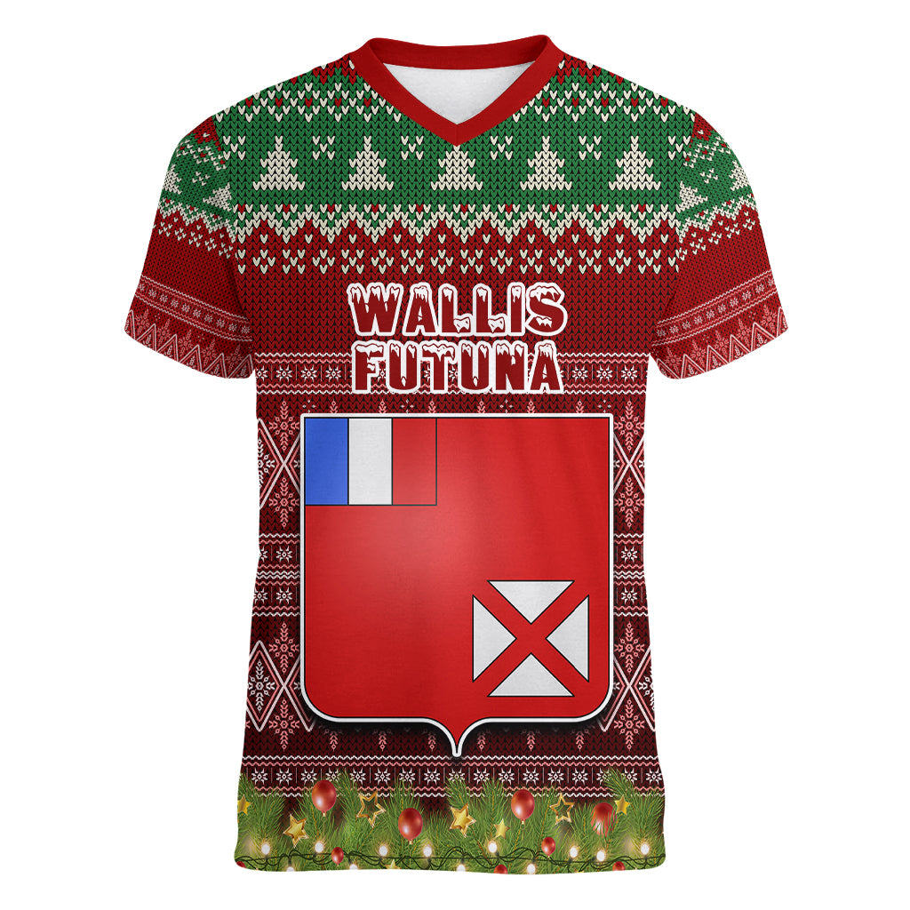 wallis-and-futuna-christmas-women-v-neck-t-shirt-coat-of-arms-and-map-beautiful-merry-xmas-snowflake