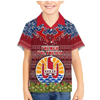 french-polynesia-christmas-family-matching-mermaid-dress-and-hawaiian-shirt-coat-of-arms-and-map-beautiful-merry-xmas-snowflake