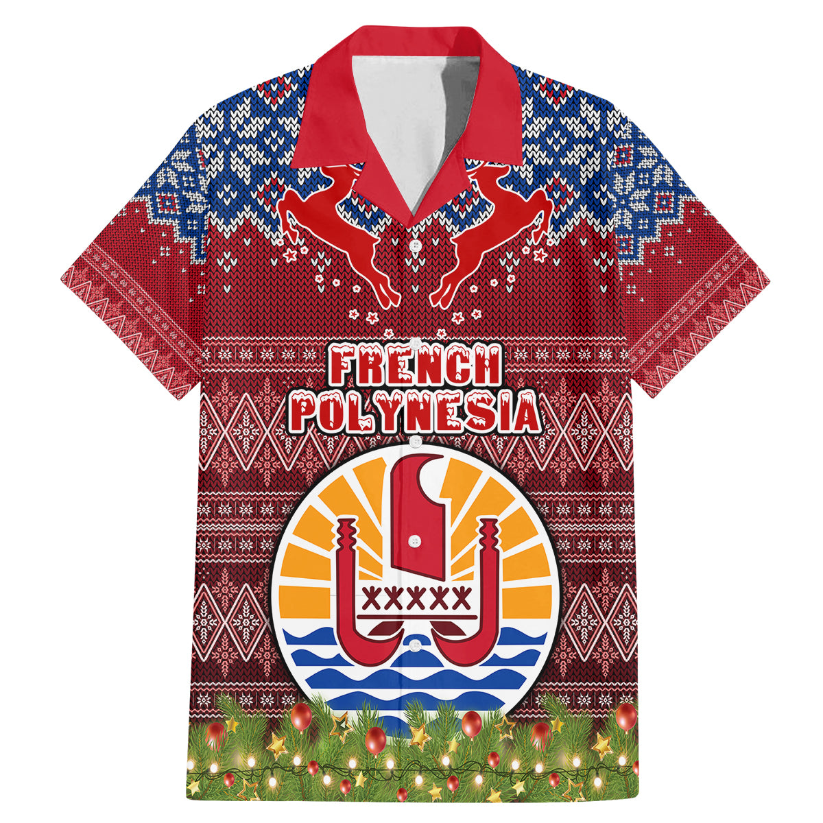personalised-french-polynesia-christmas-family-matching-mermaid-dress-and-hawaiian-shirt-coat-of-arms-and-map-beautiful-merry-xmas-snowflake