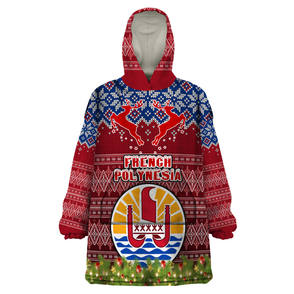 personalised-french-polynesia-christmas-wearable-blanket-hoodie-coat-of-arms-and-map-beautiful-merry-xmas-snowflake