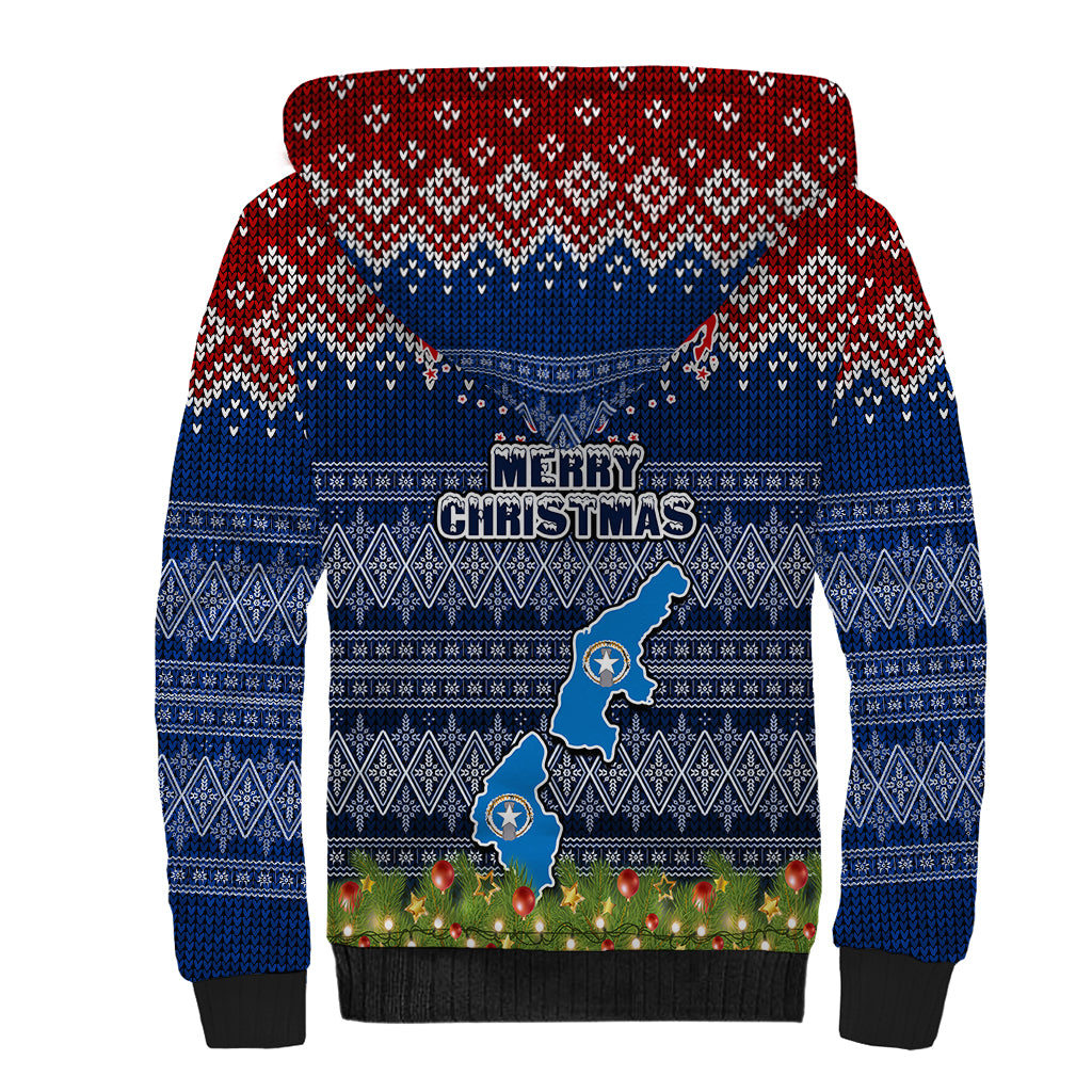 northern-mariana-islands-christmas-sherpa-hoodie-coat-of-arms-and-map-beautiful-merry-xmas-snowflake