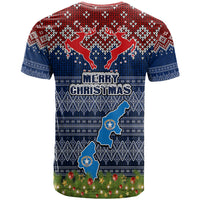 Northern Mariana Islands Christmas T Shirt Coat of Arms and Map Beautiful Merry Xmas Snowflake LT03 - Polynesian Pride