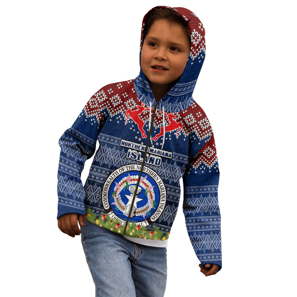 Personalised Northern Mariana Islands Christmas Kid Hoodie Coat of Arms and Map Beautiful Merry Xmas Snowflake LT03 - Polynesian Pride