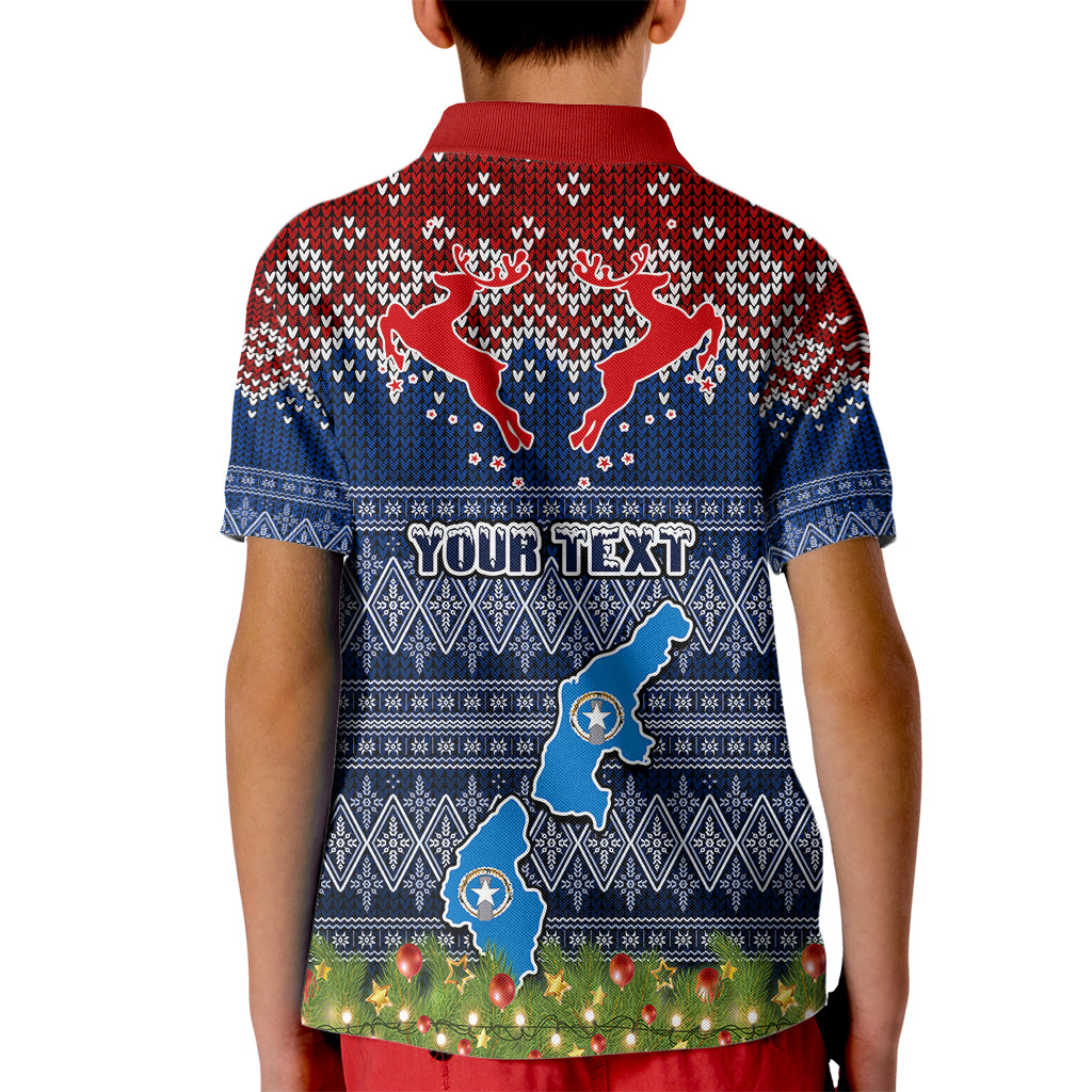 Personalised Northern Mariana Islands Christmas Kid Polo Shirt Coat of Arms and Map Beautiful Merry Xmas Snowflake LT03 - Polynesian Pride